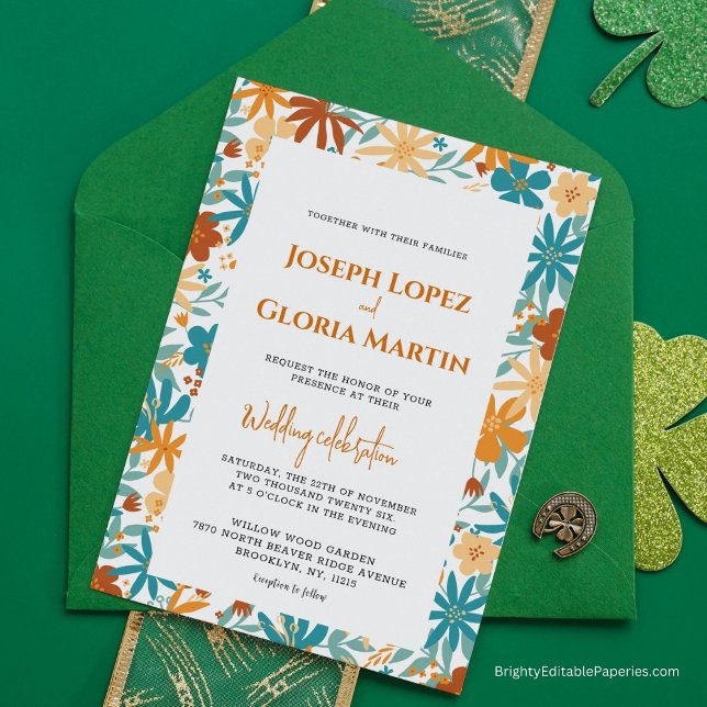 Convites Abstrato Wildflower Chic Bold Bright Boho (Charm in every card! 🌼 #ChicInvites)