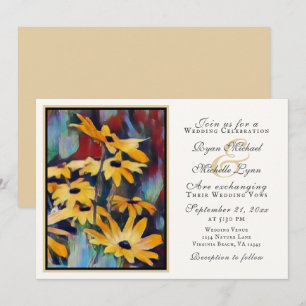 Convites Abstrato Yellow Daisy Floral Art Weding