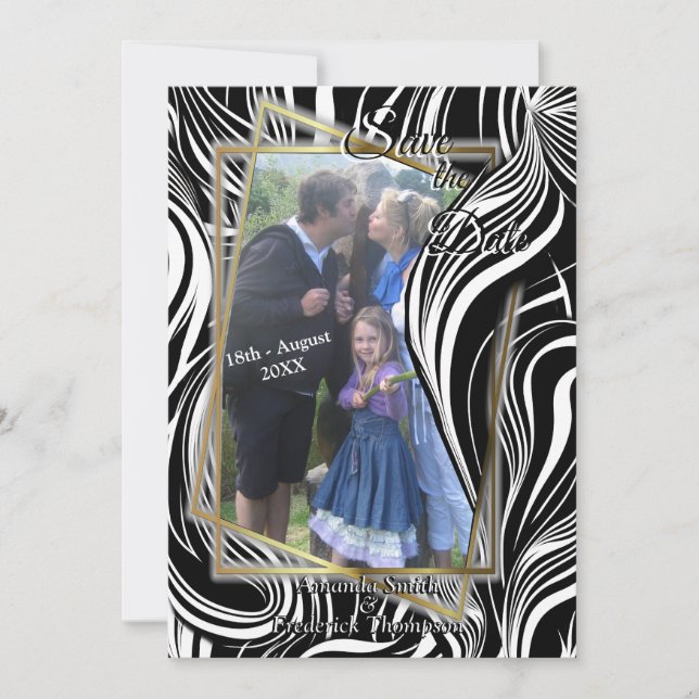 Convites Abstratos criativos de preto e branco sem costura (Frente)