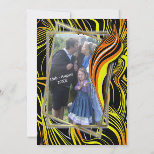 Convites Abstratos Criativos Pretos, Laranja e Brancos Sem 