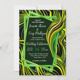 Convites Abstratos sem costura criativos, verdes e laranja