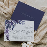 Convites Abundant Foliage Violet Botanical Bat Mitzvah<br><div class="desc">Os bonitos convites botânicos para morcegos mitzvahs apresentam folhas de aquarela e folhagem em tons de azul-indigo e roxo violeta, em cascata do canto superior esquerdo. Personalize com seus detalhes do Bat Mitzvah alinhados à direita e embelezados com a caligrafia. Campo modelo adicional fornecido na parte traseira para obter mais...</div>