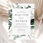 Convites Abundant Greenery Frame Wedding<br><div class="desc">Convites elegantes de casamento com os detalhes de seu casamento aninhados em um quadro retangular cercado por eucalipto,  samambaias e outros ricos verdes. Os convites de casamento botânico modernos revertem para um sólido fundo verde escuro. Projetado para coordenar com nossa coleção de casamento Abundant Greenery.</div>