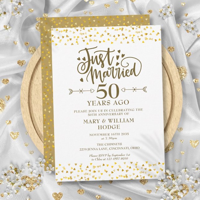 Convites Acaba de Casar 50º Aniversário de Casamento (Just Married 50th Wedding Anniversary Invitation)