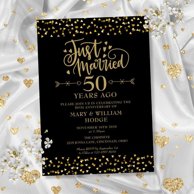 Convites Acaba de Casar 50º Aniversário de Casamento (Just Married 50th Wedding Anniversary Invitation)