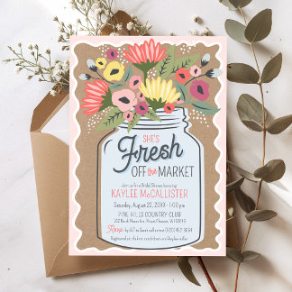 Convites Acabado de Sair do Mercado Floral Kraft Chá de Noi
