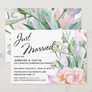 Convites Acabados de Casar Buquê Floral Artístico Aquarela