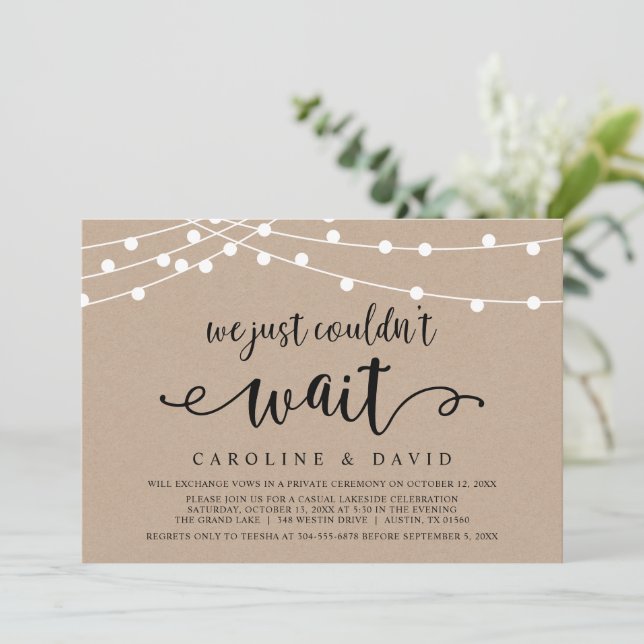 Convites Acabamos de não conseguir esperar, Casamento Furti (Em pé/Frente)