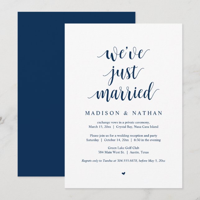 Convites Acabamos de nos casar, Festa de Elopamento de Casa (Frente/Verso)