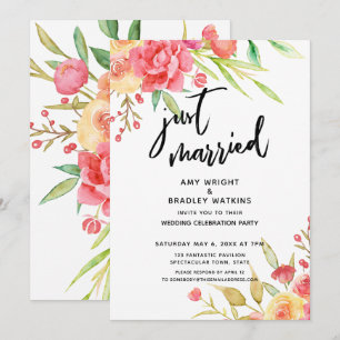Convites Acabaram de Casar Recepção de Casamento Flores Boh