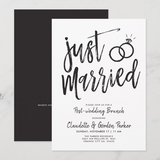 Convites Acabaram de Casar Roteiro para Brunch Pós-Casament (Frente/Verso)