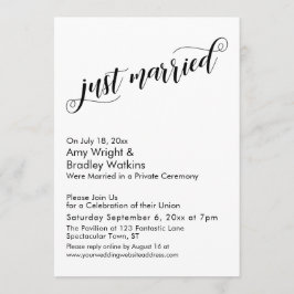 Convites Acabaram de se Casar Fancy Script Celebração Pós-C