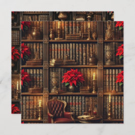 Convites Academia Dark Imprimível Poinsettia Bookshelf