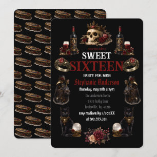 Convites Academia Sombria Gótica Sweet 16