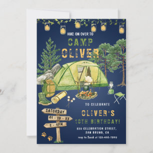 Convites Acampamento ao ar livre Festa de aniversário de ac