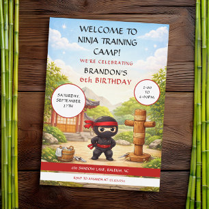 Convites Acampamento de Treinamento de Ninja Fofo Jardim Do