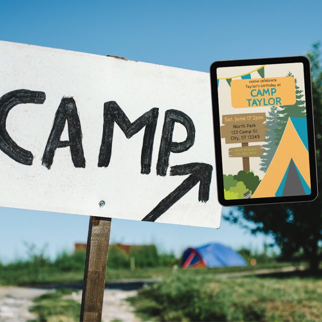 Convites Acampamento e Assinatura de Aniversário (Criador carregado)