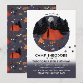 Convites Acampamento em Festa de aniversário de Campfire Ad