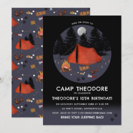 Convites Acampamento em Festa de aniversário de Campfire Ad