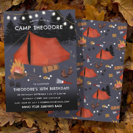 Convites Acampamento em Festa de aniversário de Campfire Ad