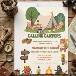 Convites Acampamento Florestal Festa de Aniversário