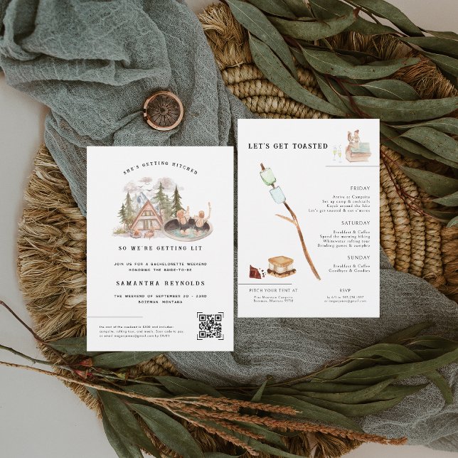 Convites Acampamento Ilustrado | Fim de Semana de Bachelore (Criador carregado)