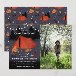 Convites Acampamento no exterior - Foto de Aniversário de C