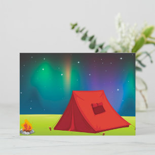 Convites Acampamento Tenda Vibrante Luzes do Norte Noite