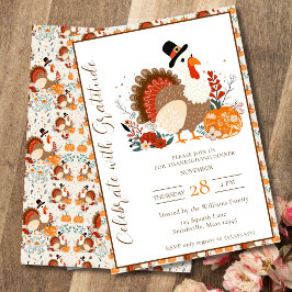 Convites Ação De Graças À Turquia Com Bompkins, outono