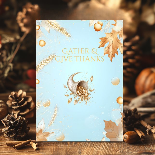 Convites Ação de Graças Burgundy com Cornucopia e Cobre (Criador carregado)