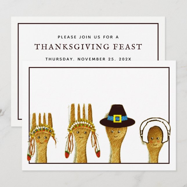 Convites Ação de Graças Criativa (Frente/Verso)