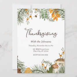 Convites Ação de Graças da Floresta Simples e Rústica