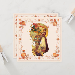 Convites Ação de Graças da Garota Peregrina