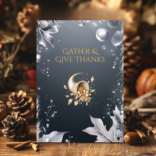 Convites Ação de Graças das Cinzas Elegantes com Cornucopia (Criador carregado)