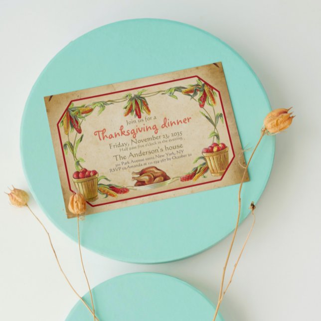 Convites Ação de Graças de Apple Na moda Retro Pumpkins (Criador carregado)