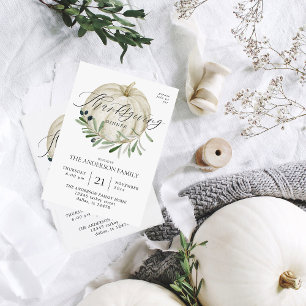 Convites Ação de Graças de Pumpkin Branco