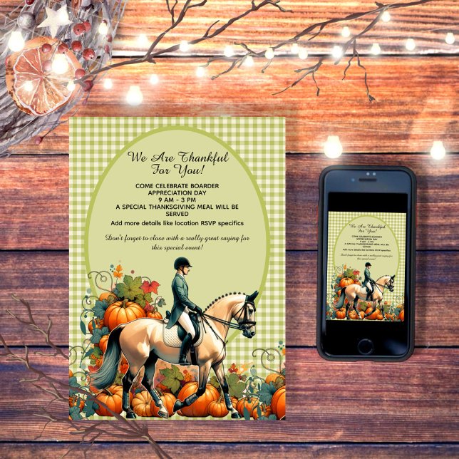 Convites Ação de Graças Equestre  (Enjoy this customizable Dressage Fall design!)
