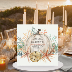 Convites Ação de Graças Friendsgiving Abóbora Costeira
