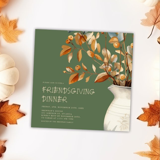 Convites Ação de Graças Moderno e Russo Amizade (Thanksgiving Modern Rustic Friendsgiving Invitation)