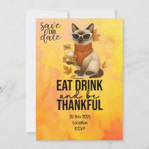 Convites Ação de Graças para os Pássaros de Gato com Pupkin