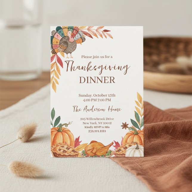 Convites Ação de Graças Patchwork Peru Caprichoso (Cozy Thanksgiving Party)
