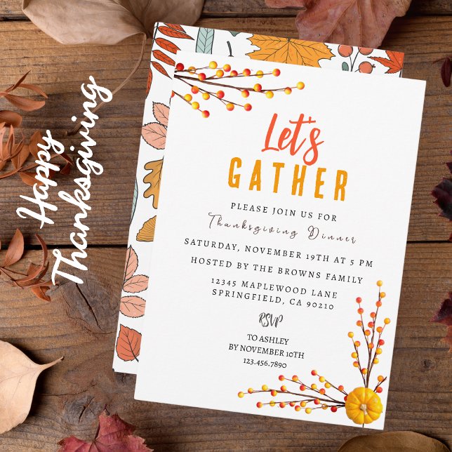 Convites Ação de Graças Personalizada de Natureza Botânica  (Criador carregado)