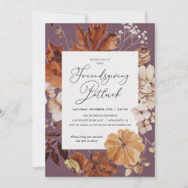 Convites Ação de Graças Rustic Amizade Potluck