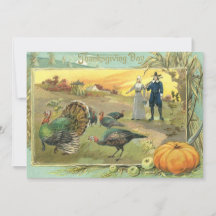 Ação de Graças Vintage com Peregrinos e Peregrinos
