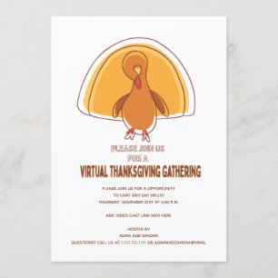 Convites Ação de Graças Virtual da Turquia Simples Moderna