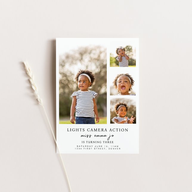 Convites Acende Camera Action Photo Birthday Invite (Criador carregado)