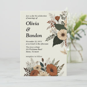 Convites Acentos florais elegantes e uma paleta de cor suav