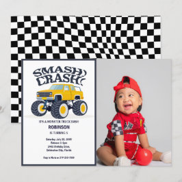 Convites Acidente De Smash - Foto De Truque Monstro Amarelo