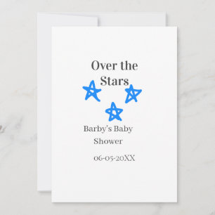 Convites Acima das estrelas azul cinza baby shower nome dat