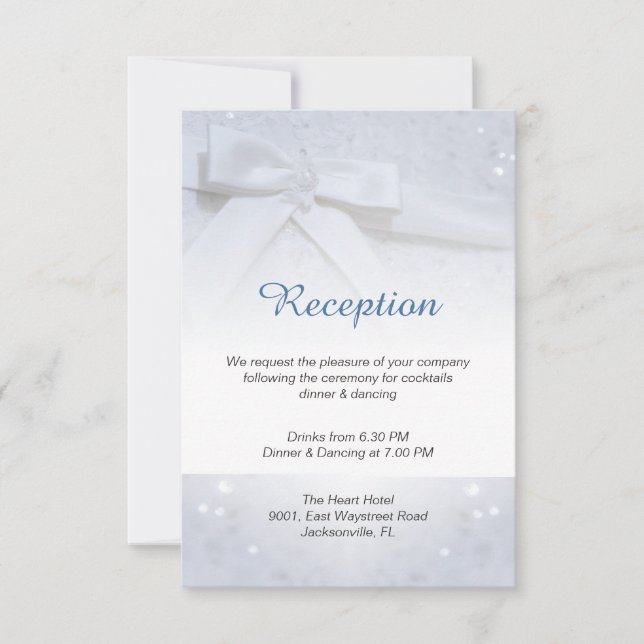 Convites Acomodação para Recepção de Casamento White Bow 2- (Frente)